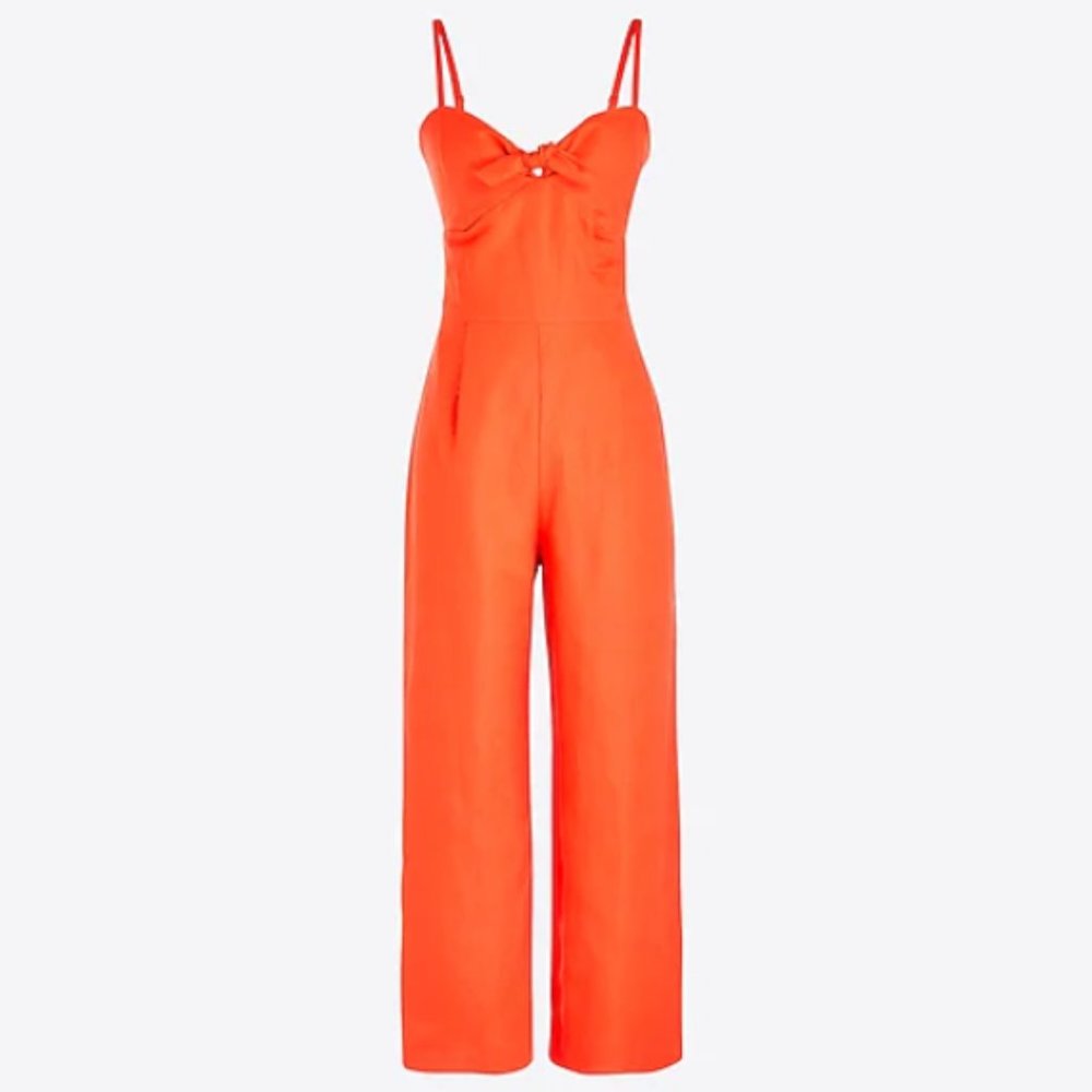 *NWT* J.Crew Orange Linen Tie-front Jumpsuit